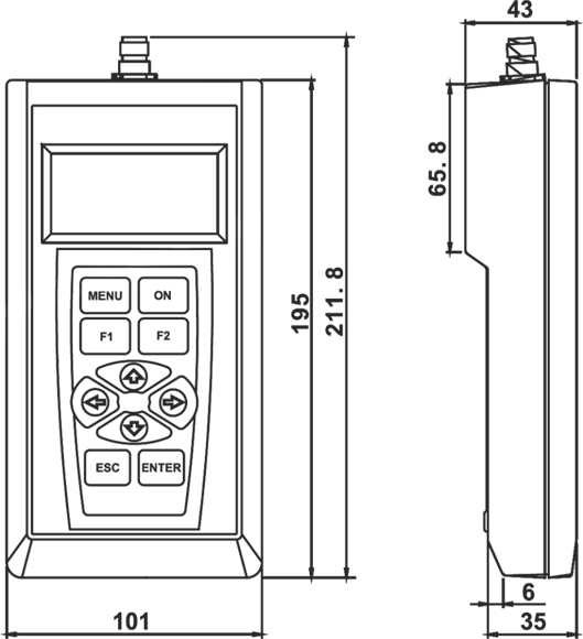 AIS Tester M1 Dimensions